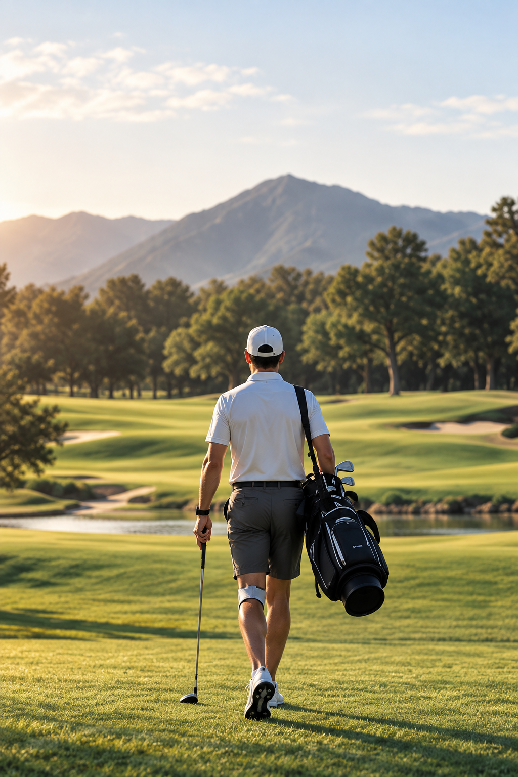 Golfer walking the course