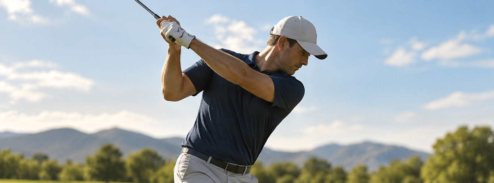 Golfer shifting weight during the swing