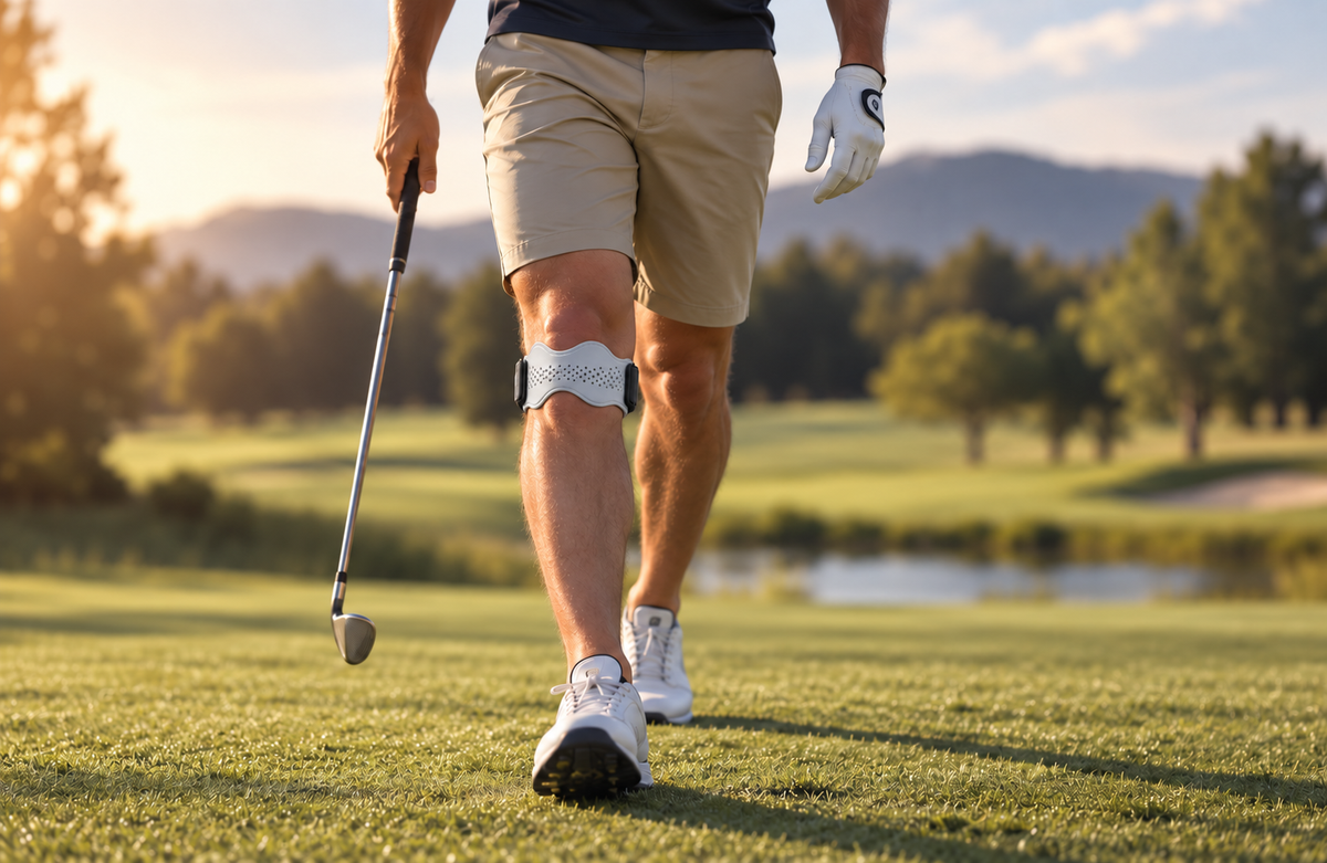 Golfer walking the fairway