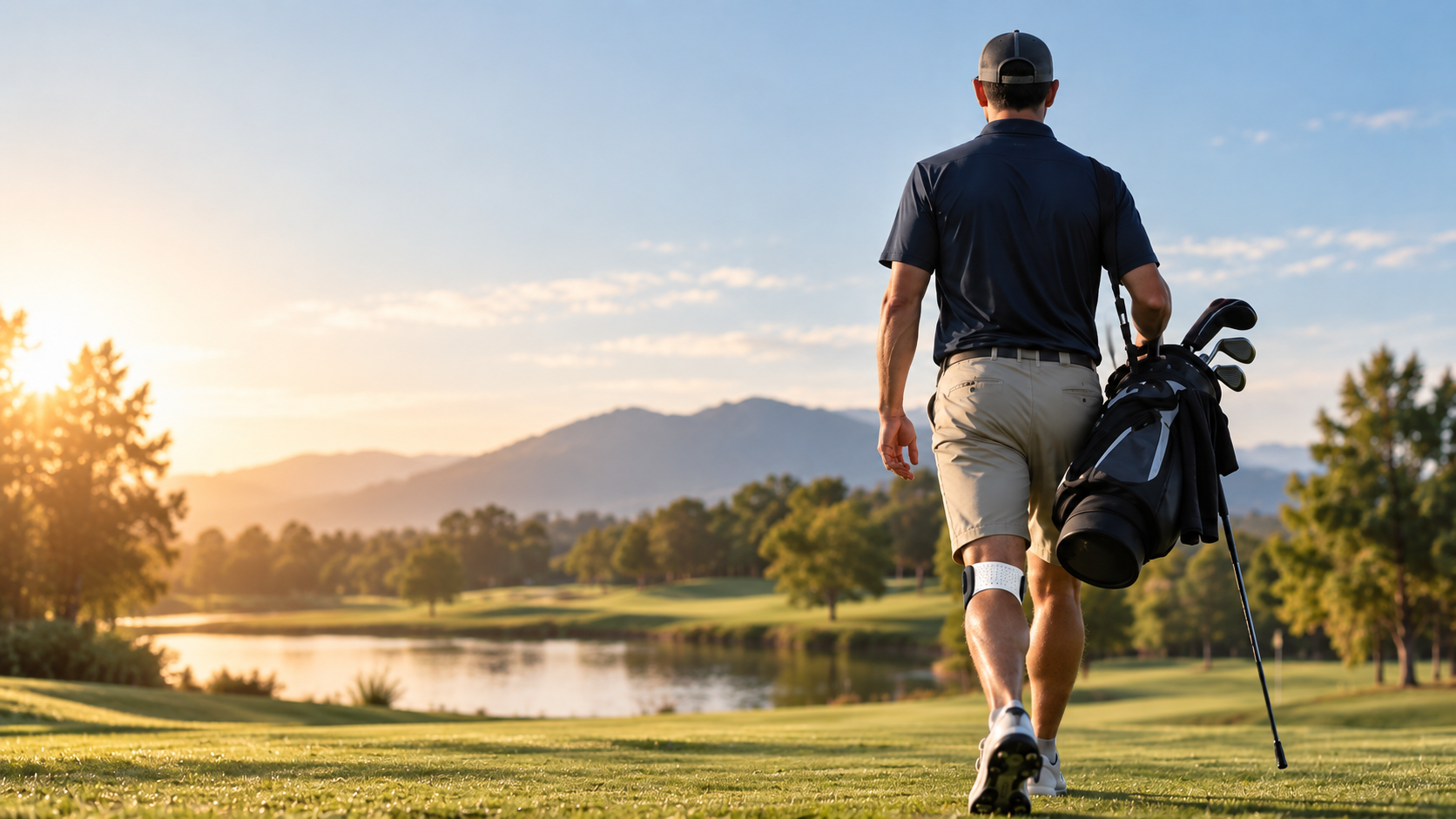 Golfer walking toward the next hole